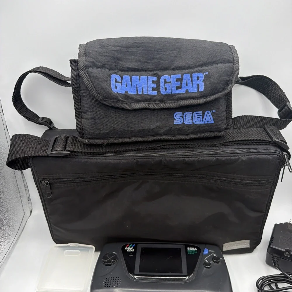 Sega Game Gear Lot of 2 Consoles 8 Games Cases Adapters For Parts Repair 2110
